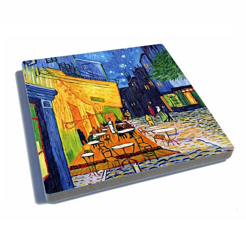 3dRose cst_155653_3 Cafe Terrace at Night by Vincent Van Gogh-1888-Restaurant French Street-Coffeehouse-Ceramic Tile Coasters Set of 4 